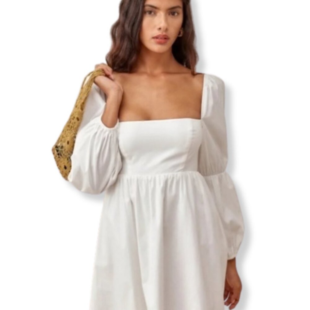 Reformation Women's White Long Sleeve Mini Dress - Picture 3 of 8